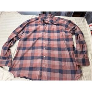 Bullock & Jones Mens XXL Plaid Button Down Shirt Brown Blue 100% Cotton USA Made